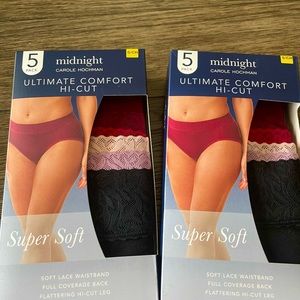 Carole Hochman Womens 5-Pack Midnight Lace Waistband Hi-Cut Briefs